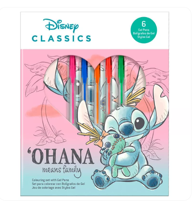 6 Stylos Gels avec Carnet STITCH 18 x 23 Cm